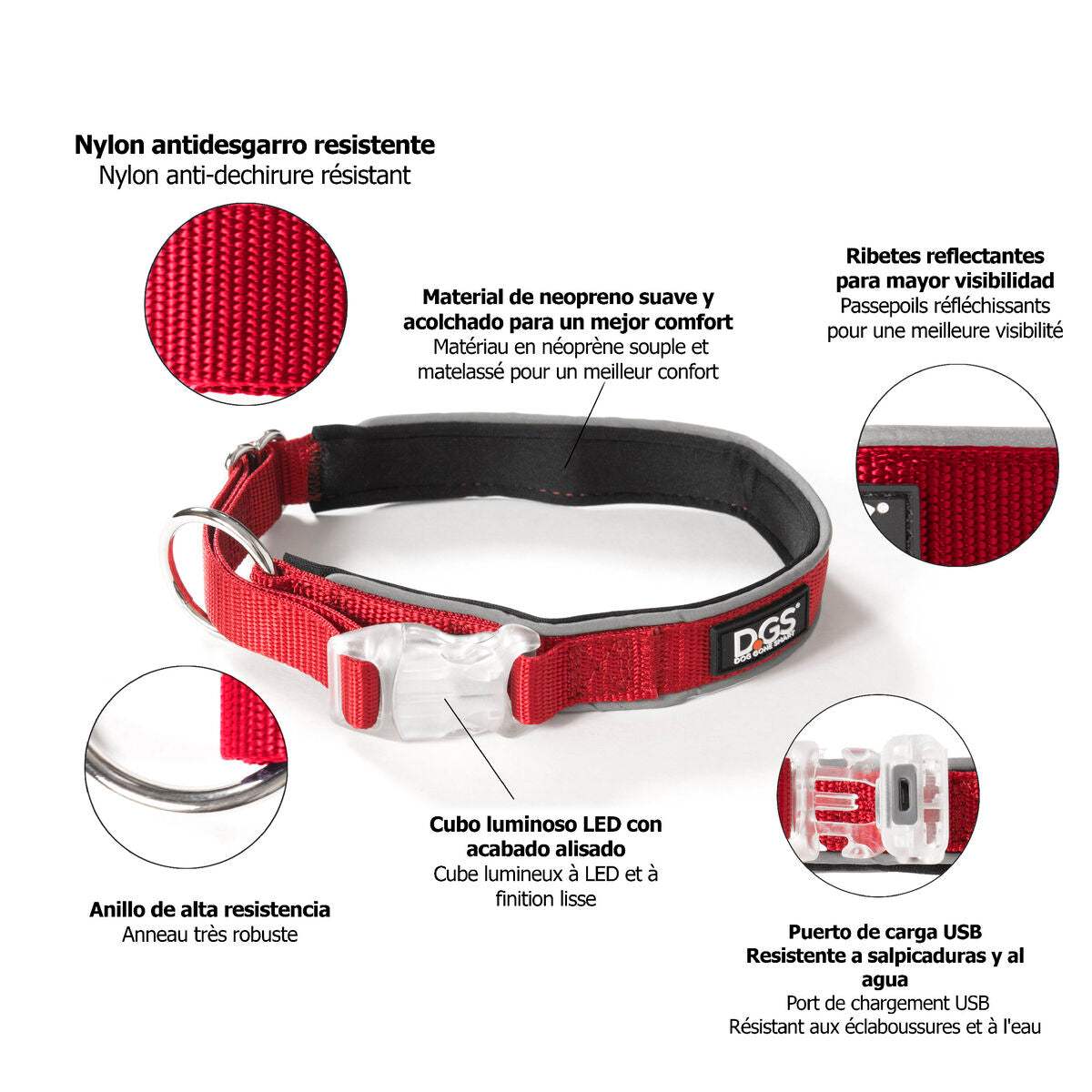 Hundehalsband Dog Gone Smart Rot 20 Licht-MONTE-PETS