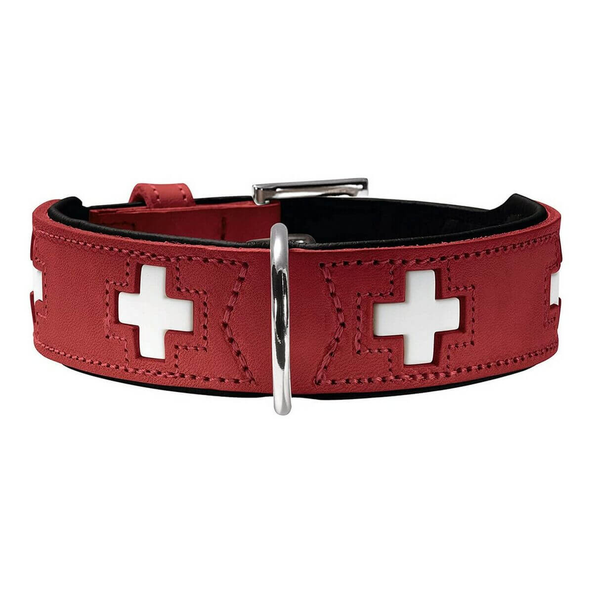 Hundehalsband - Hunter Swiss 47-54 cm in Rot mit Schweizer Kreuz Design von MONTE PETS