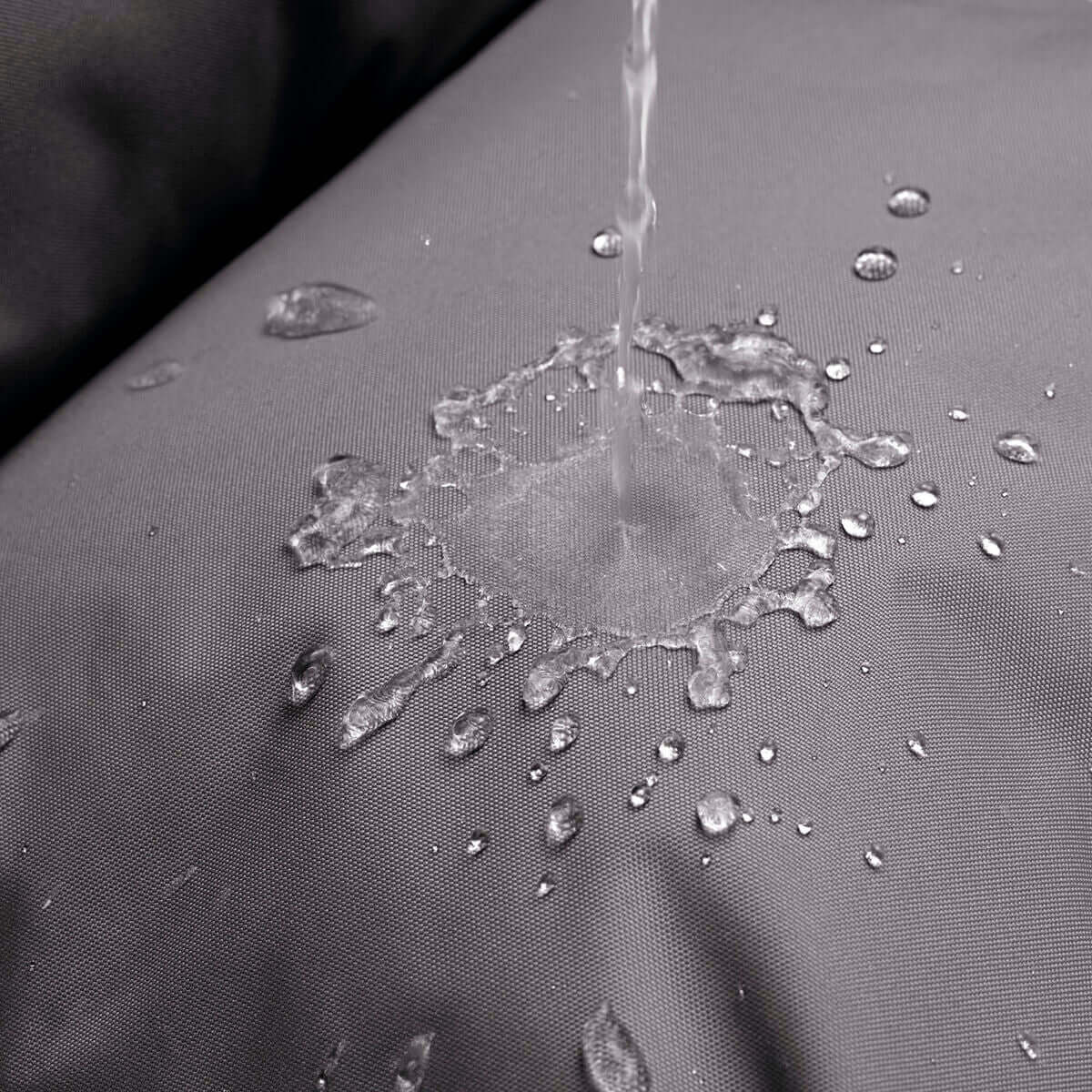 Detailaufnahme des wasserabweisenden Materials des Hunter Gent Hundebett Grau.