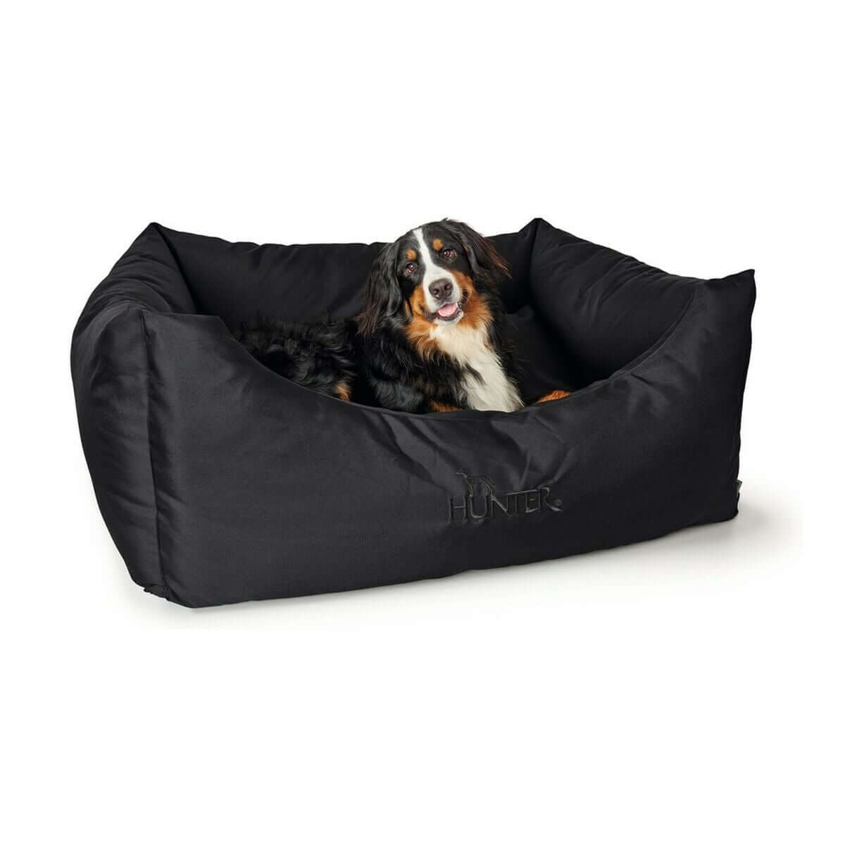 Hundesofa Hunter Gent Schwarz mit Hund, elegantes und bequemes Sofa für Haustiere, 80x60 cm, MONTE PETS