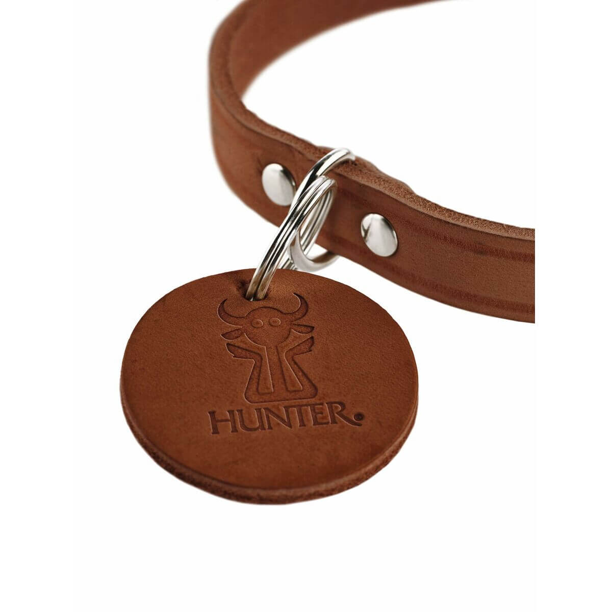 Hundehalsband Hunter Aalborg Braun XS 24-29 cm mit Lederanhänger und HUNTER-Logo