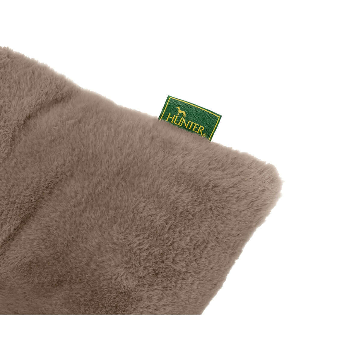 Detailansicht des Hundebett Braun 80x60 cm mit Hunter-Logo auf weichigem Material