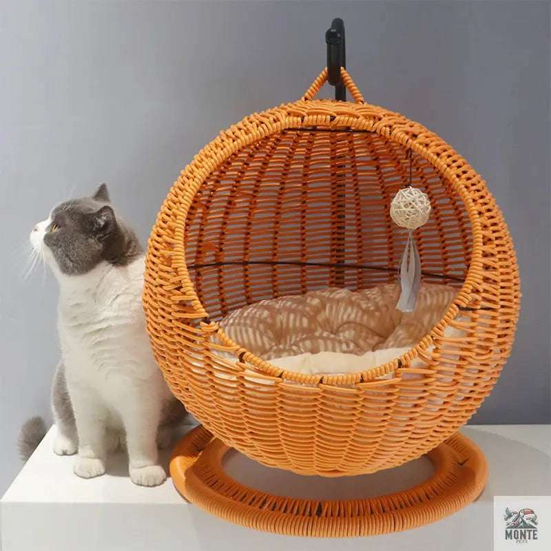 Katzenhängesessel Rattan für stilbewusste Katzen | MONTE PETS