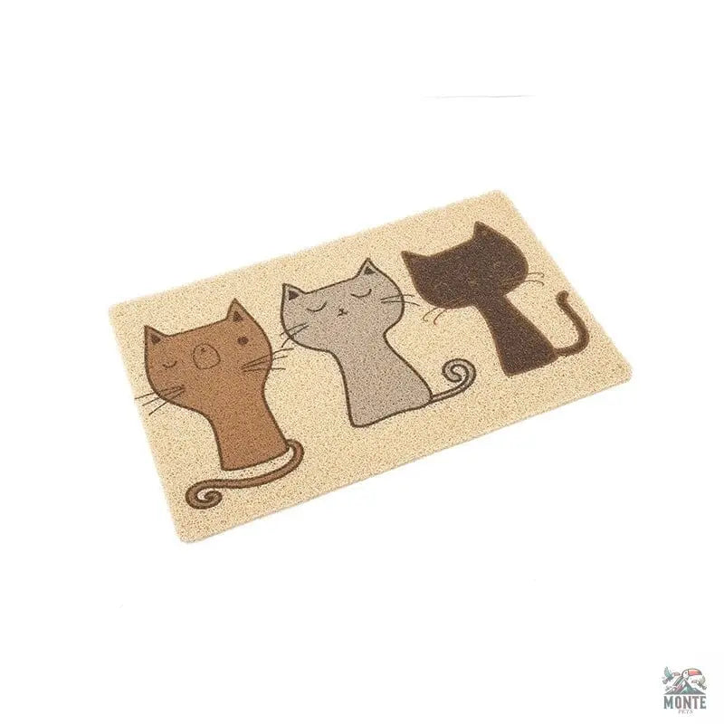Drei Katzen Motiv – PVC-Streufangmatte für Katzenhautpflege | MONTE PETS