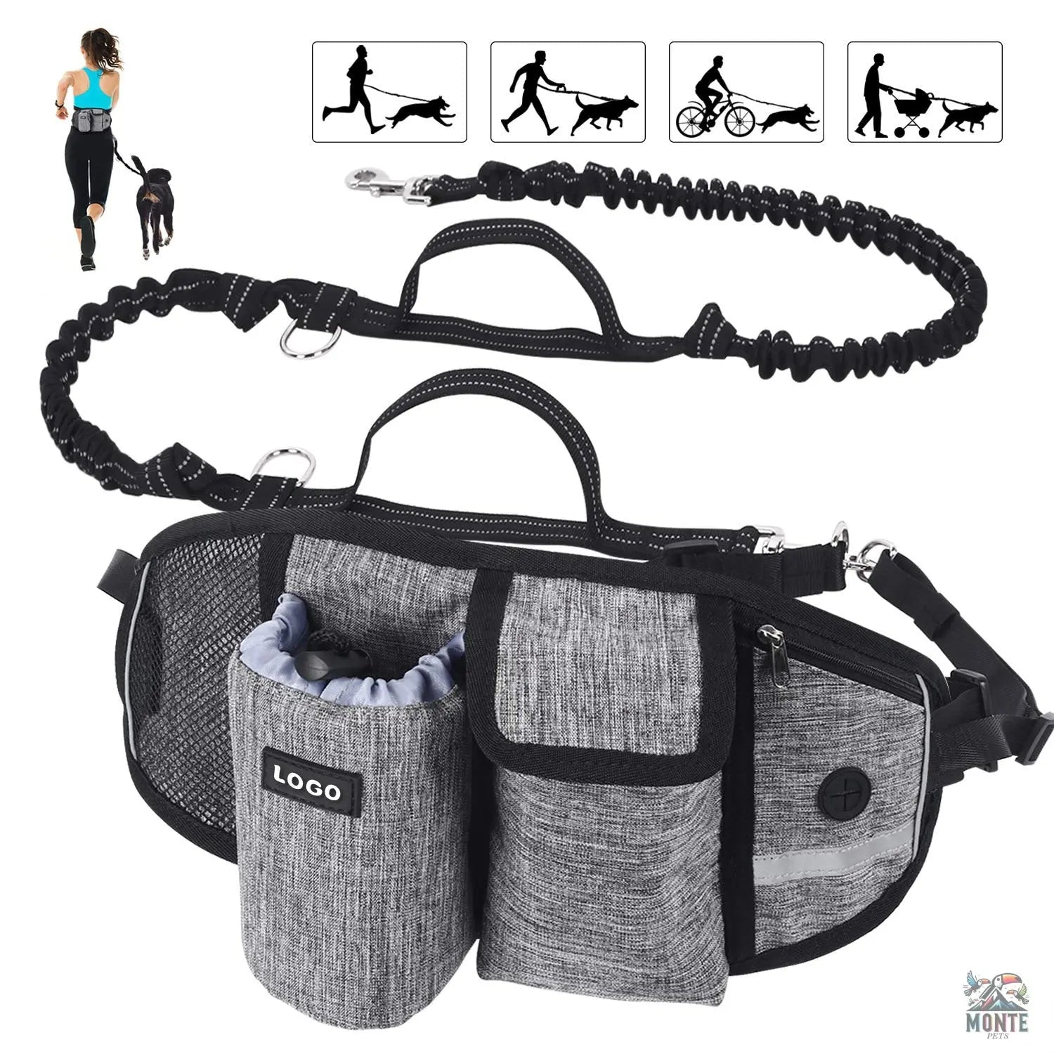Freihand-Gürteltasche – Hundesicherheit Schwarz Unisex | MONTE PETS