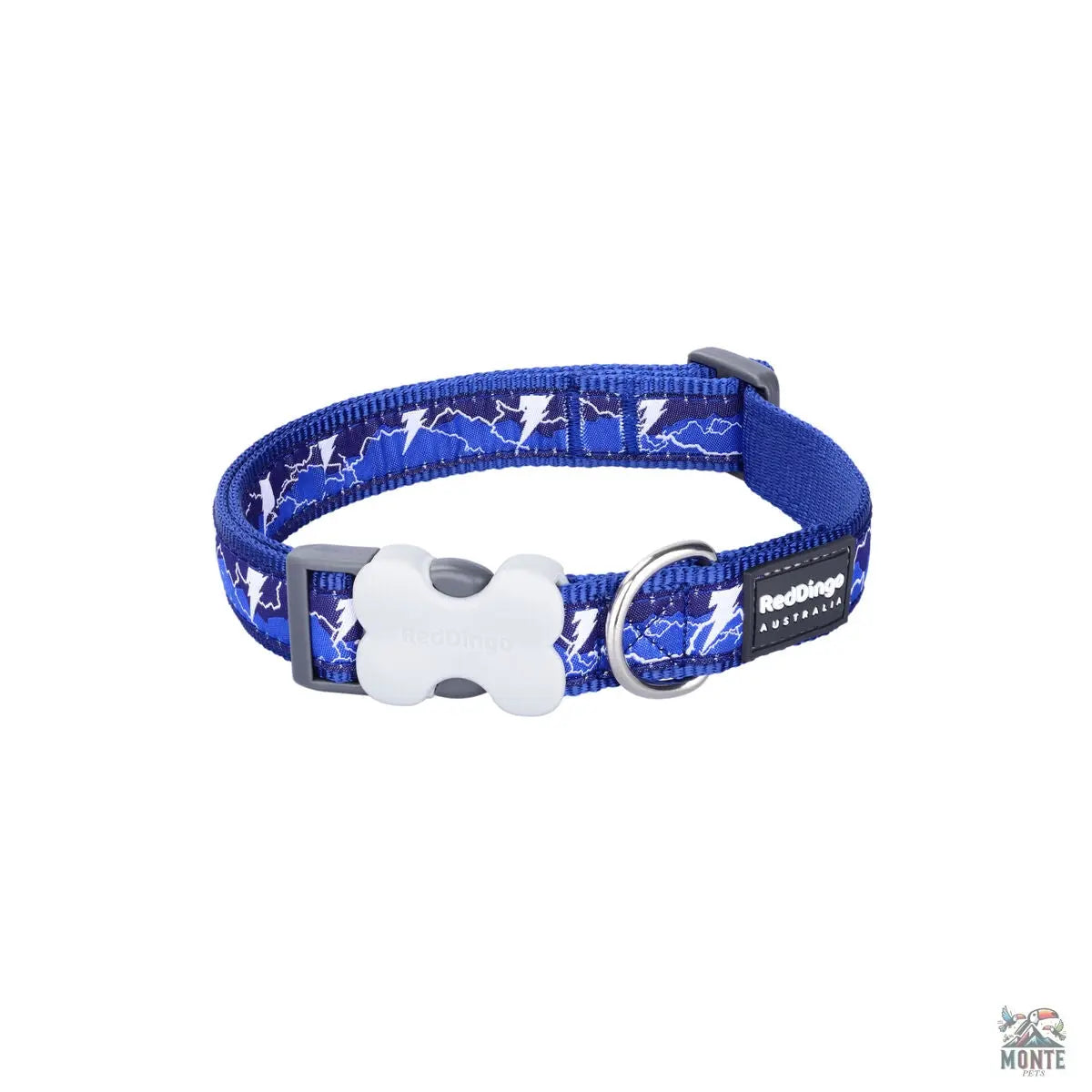 Hundehalsband Red Dingo STYLE LIGHTNING Marineblau-MONTE-PETS
