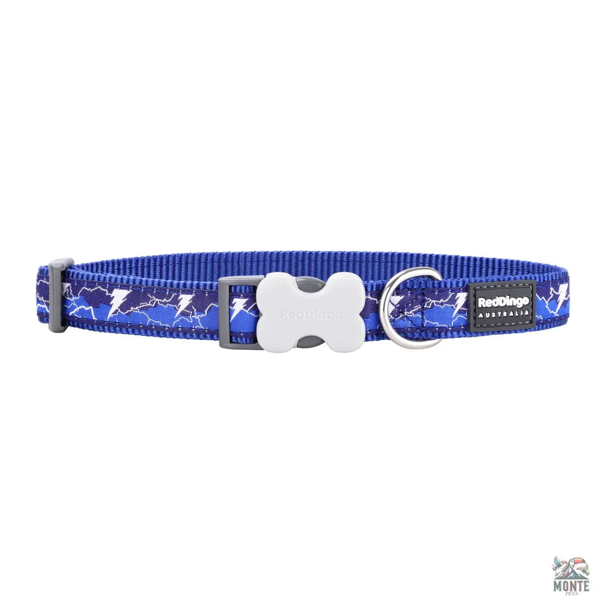 Hundehalsband Red Dingo STYLE LIGHTNING Marineblau-MONTE-PETS