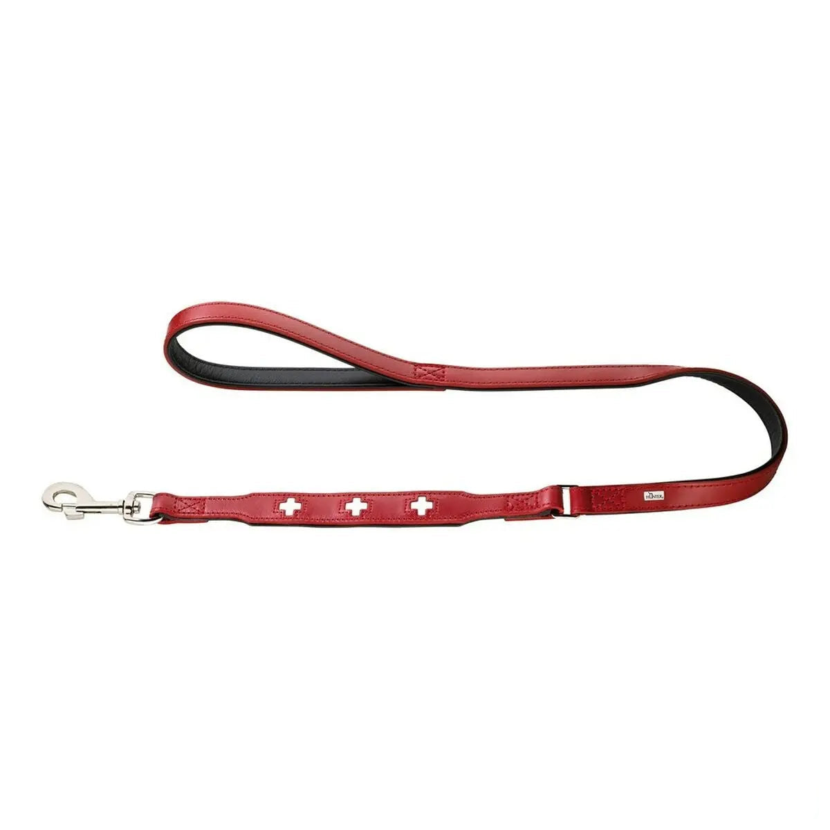 Hunter Swiss – Hundeleine Leder 100 cm in Rot/Schwarz | MONTE PETS
