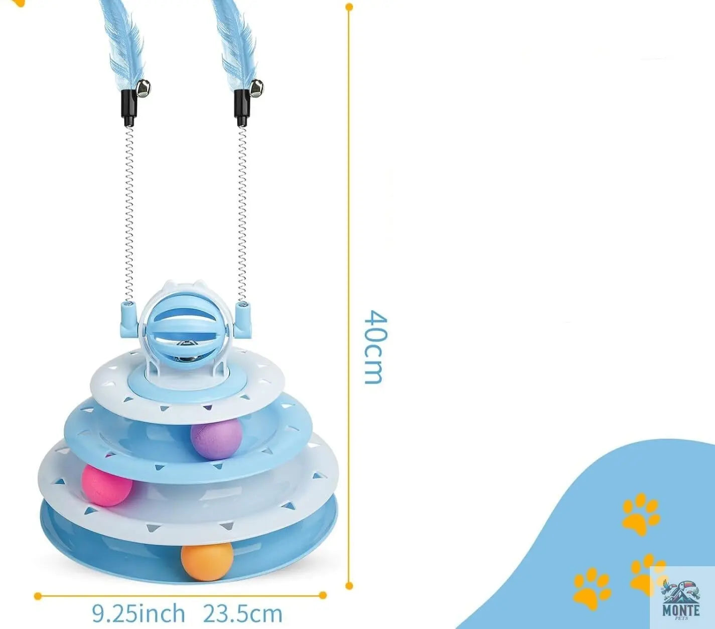 Interaktives Katzenspielzeug – VitalPlay 4-Tier Blau 30x30x40 cm | MONTE PETS
