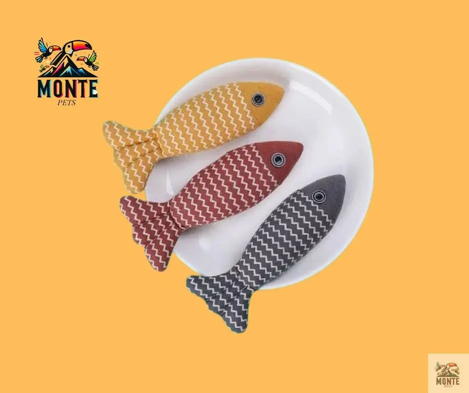 Fröhlicher Fischspaß – Katzenspielzeug Beißspielzeug Fisch aus Leinen | MONTE PETS