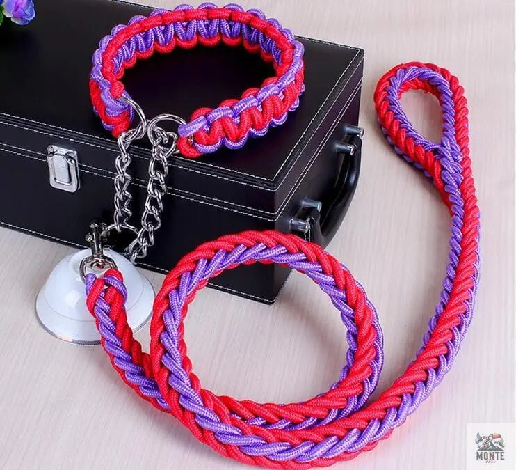 KomfortPlus Hundeleine und Halsband-Set Hundesicherheit Rot M | MONTE PETS
