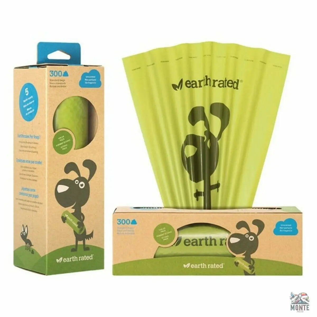 Kotbeutelspender Earth Rated UNSCENTBIO300 Papier Kunststoff (300 uds)