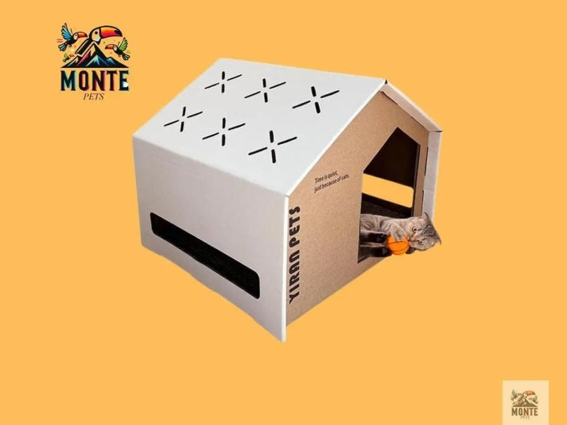 Claw Haven – Kratzfestes Katzenhaus aus Wellpappe | MONTE PETS