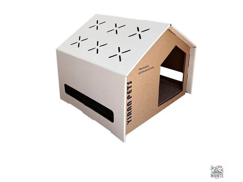 Claw Haven – Kratzfestes Katzenhaus aus Wellpappe | MONTE PETS