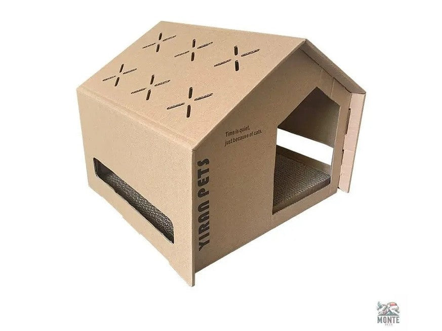 Claw Haven – Kratzfestes Katzenhaus aus Wellpappe | MONTE PETS