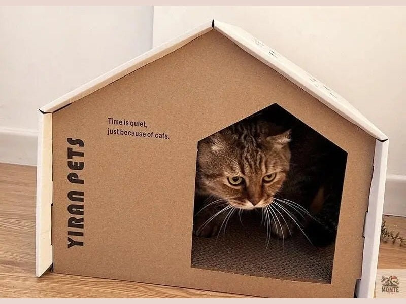 Claw Haven – Kratzfestes Katzenhaus aus Wellpappe | MONTE PETS