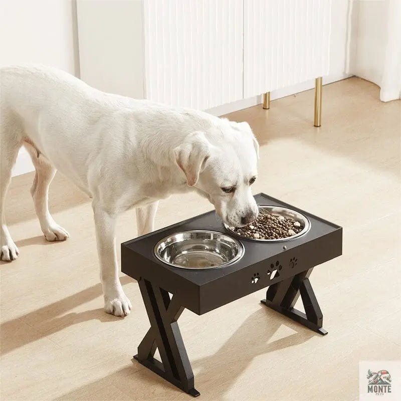 Höhenverstellbarer Hundefressnapf mit Edelstahlschüsseln | MONTE PETS