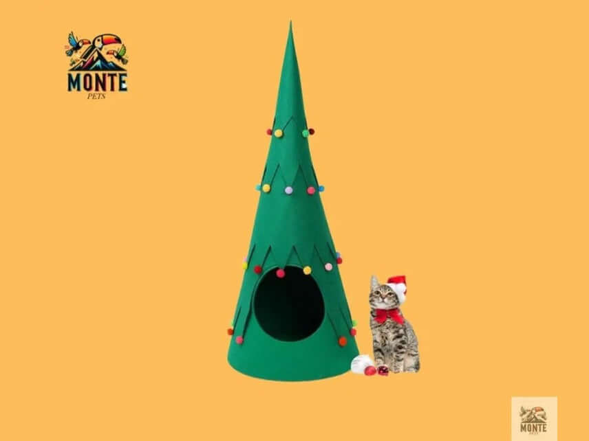 Weihnachtsbaum Katzenhöhle – MerryTree Kuschelhöhle für gemütliche Festtage | MONTE PETS