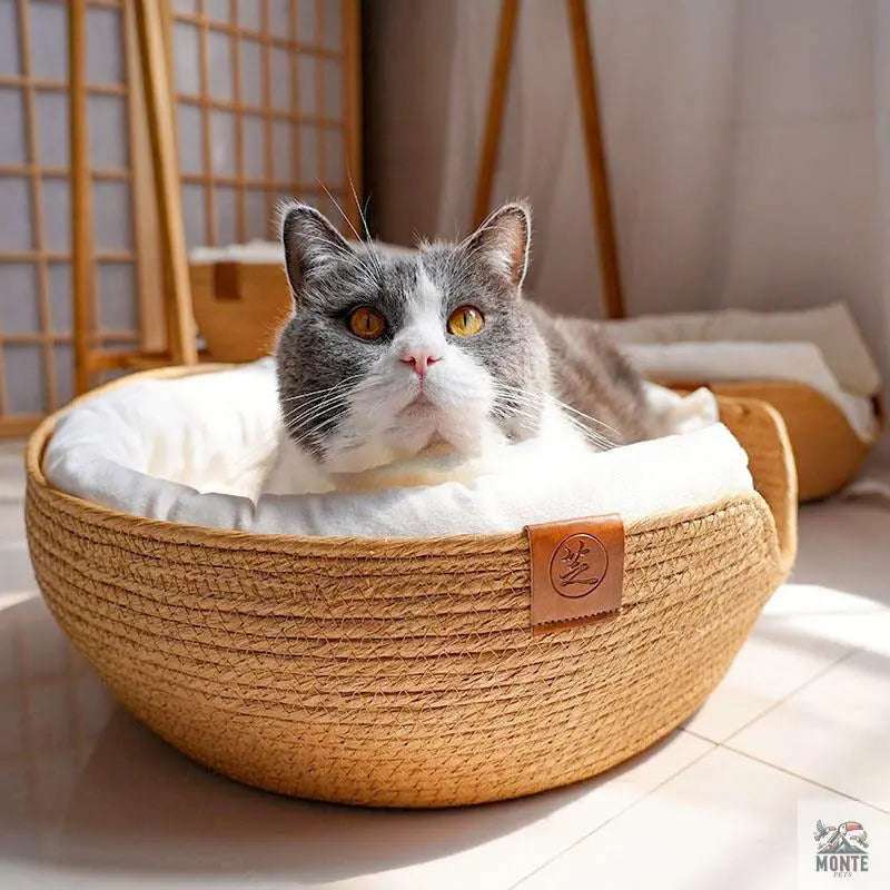 ZenNest – Rundes Katzenbett mit Naturfaser | MONTE PETS