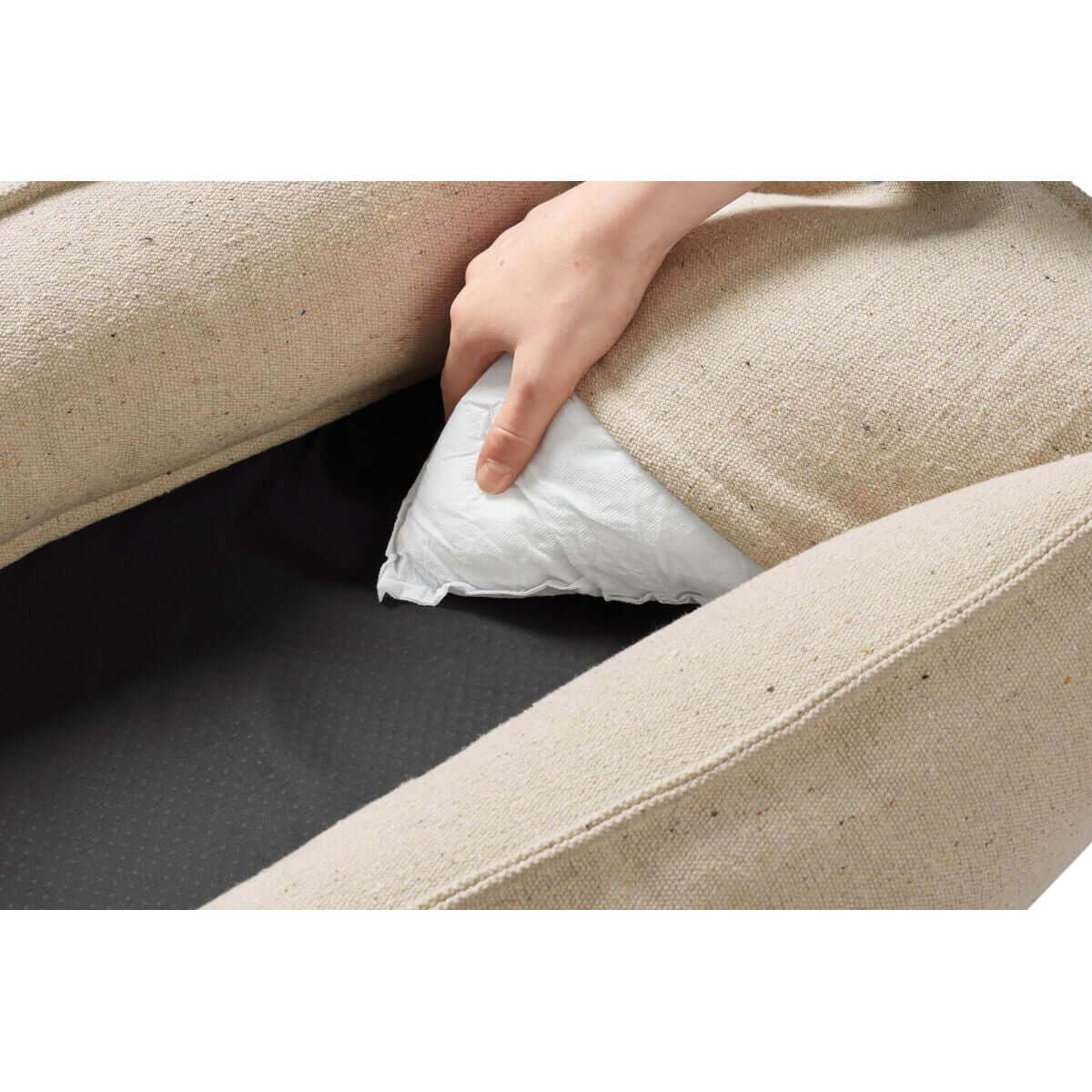 Hundebett Hunter Belluno Beige Detailaufnahme der Polsterung und Stoffstruktur