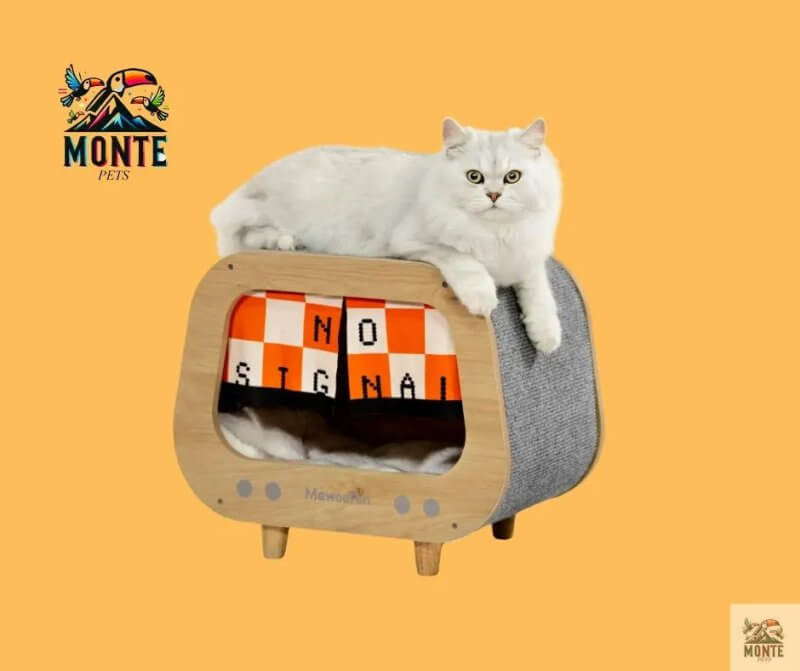 Katzenhaus Retro Cat TV Villa aus Holz | MONTE PETS