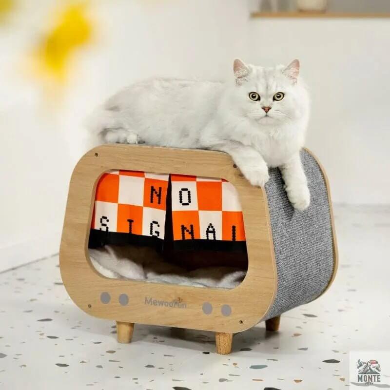 Katzenhaus Retro Cat TV Villa aus Holz | MONTE PETS