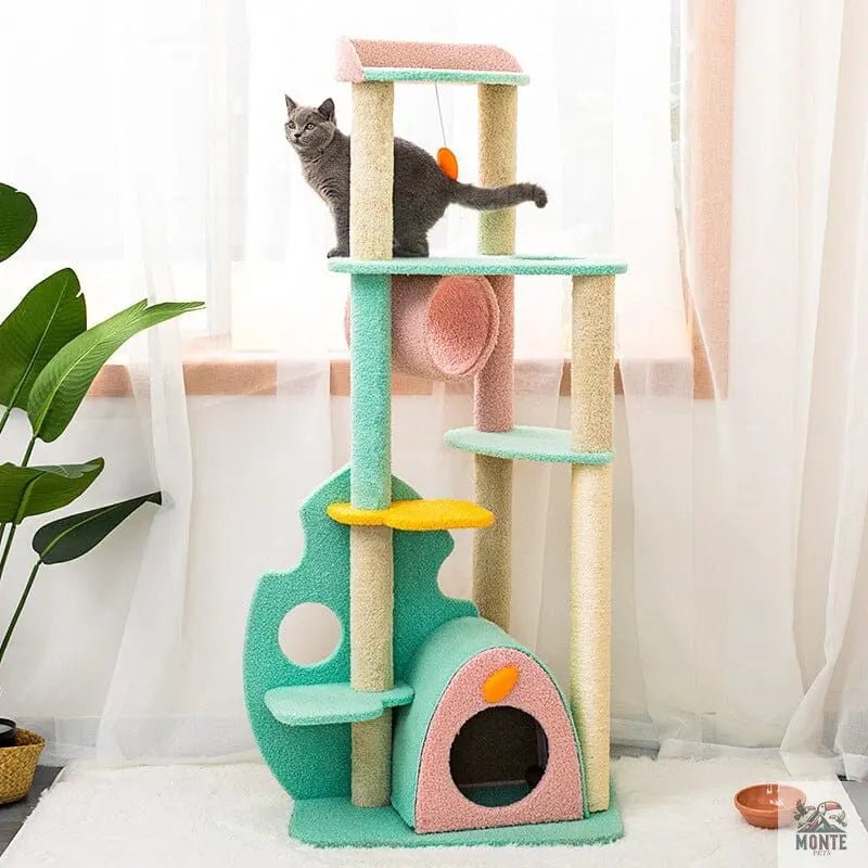 Katzenparadies Kratzbaum Regenbogen | MONTE PETS