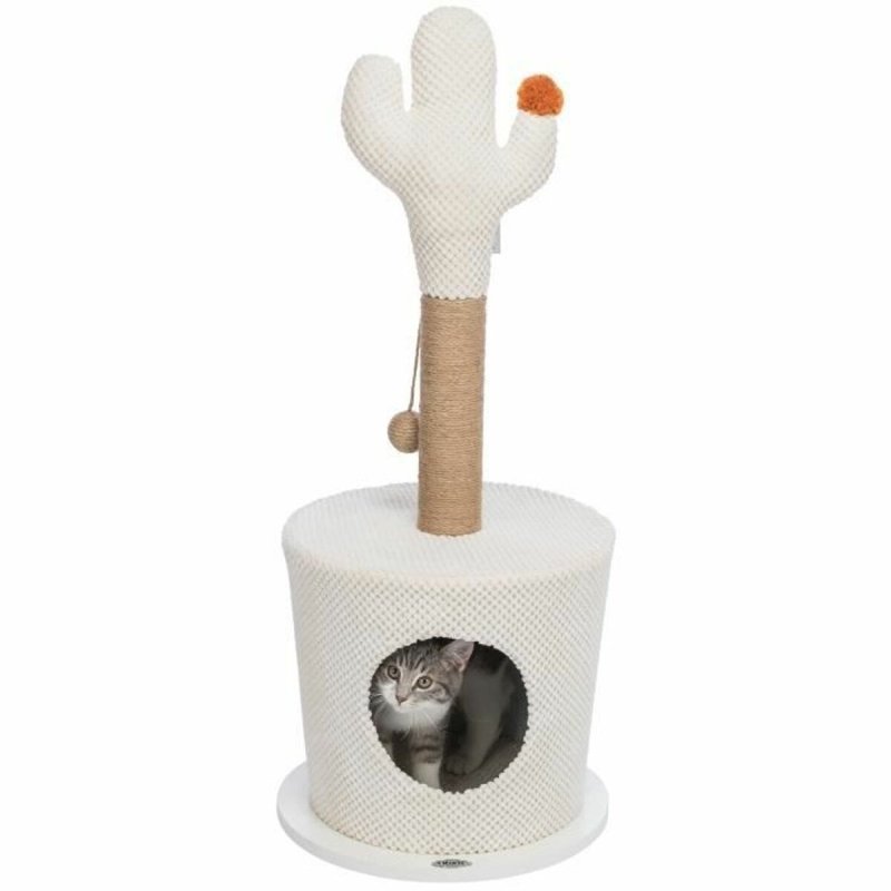Kratzbaum Katze Weiß – stilvolles Kratzmöbel mit Höhle | MONTE PETS