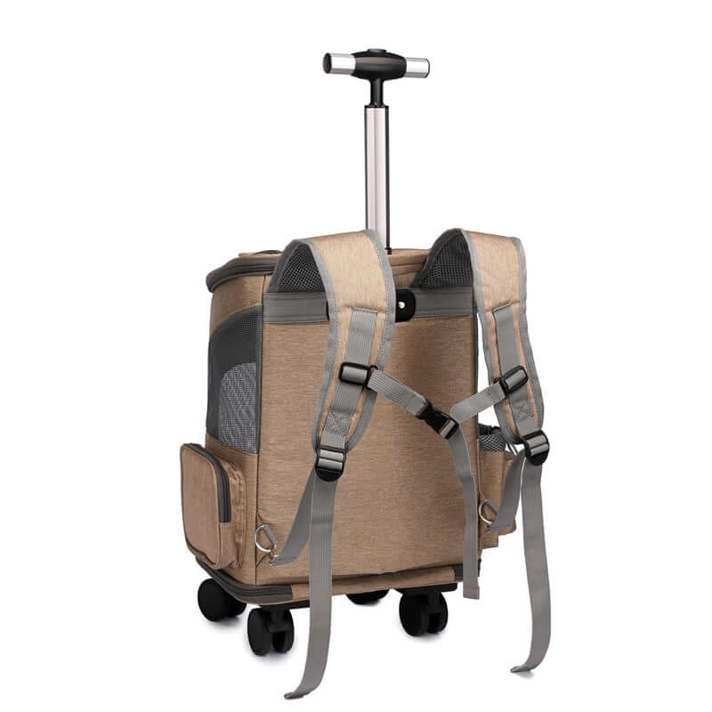 Praktischer Hunter Trolley Rucksack mit Rädern und Gurten für das Reisen mit Haustieren