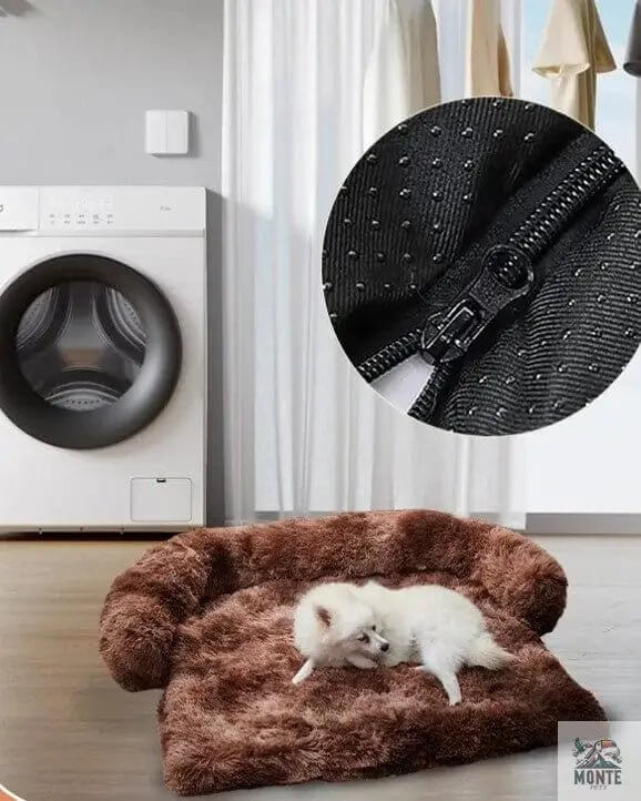 Hund Couch Wohlfühl Oase Grau mit rutschfester Oberfläche und kuscheligem Design, ideal für Hunde zu Hause oder im Auto.
